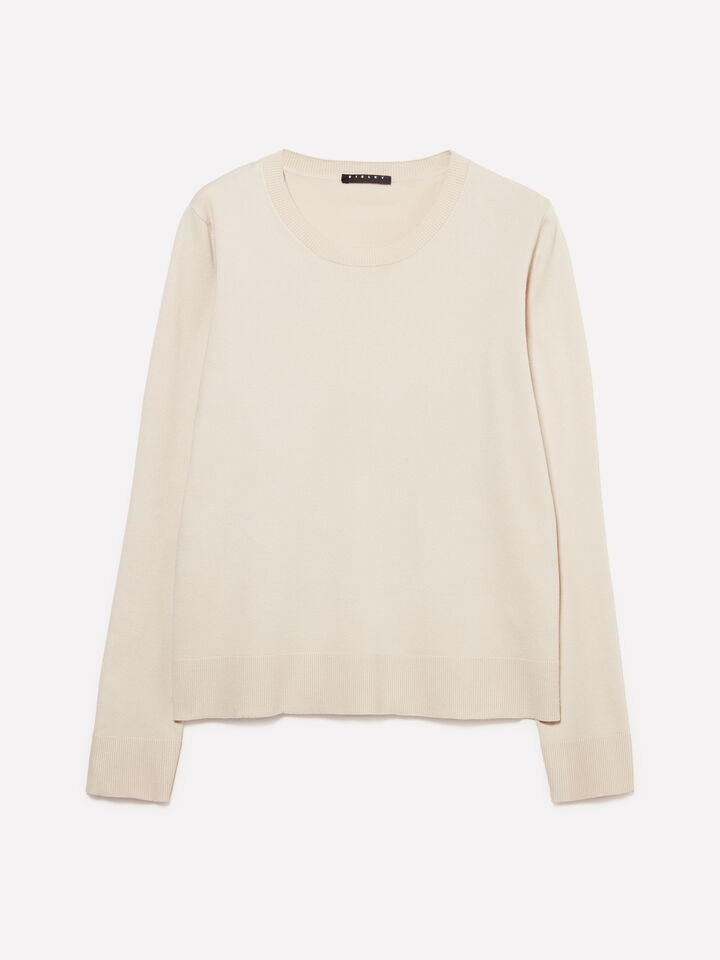 Beige crew neck top - women's crew neck sweaters - Beige | Sisley image number 5
